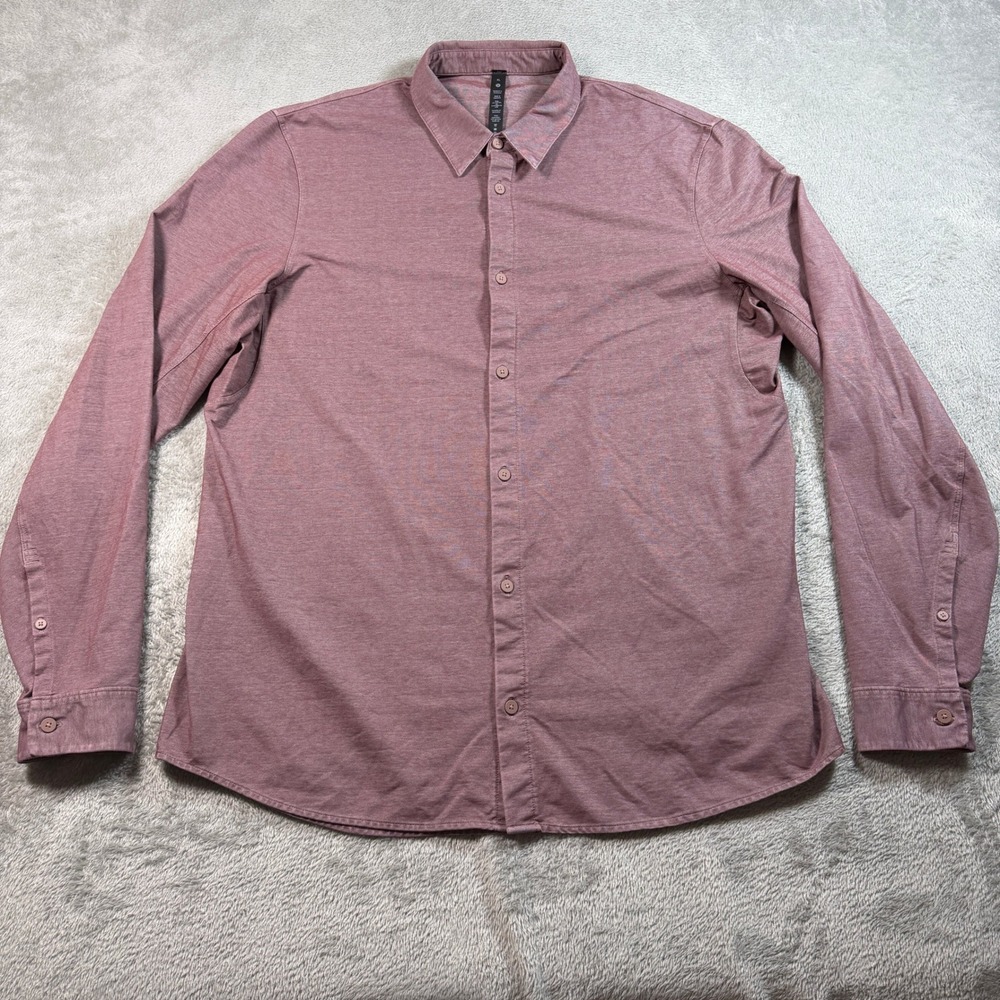 Lululemon Commission Long Sleeve Shirt Mens XL Vintage Plum Button Down Stretch